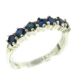 High Quality Solid Hallmarked 14ct White Gold Natural Sapphire Eternity Ring