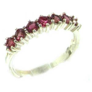High Quality Solid Hallmarked Sterling Silver Natural Pink Tourmaline Eternity Ring