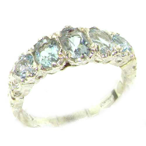 High Quality Solid Sterling Silver Natural Aquamarine English Victorian Ring High Quality Solid Sterling Silver Natural Aquamarine English Victorian Ring
