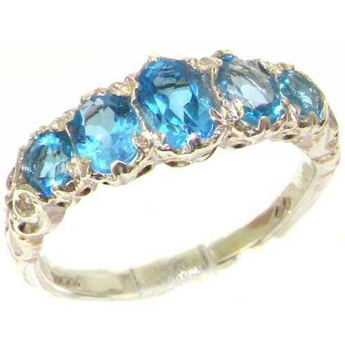 Sterling Silver Blue Topaz 5 Stone Ring Sterling Silver Blue Topaz 5 Stone Ring