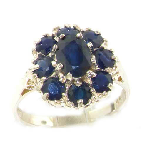 Luxury Ladies Solid Sterling Silver Natural Sapphire Large Cluster Ring Luxury Ladies Solid Sterling Silver Natural Sapphire Large Cluster Ring