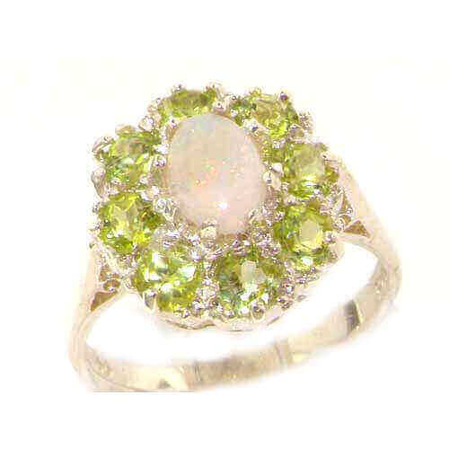 Sterling Silver Vintage Opal And Peridot Ring Art Deco Vintage