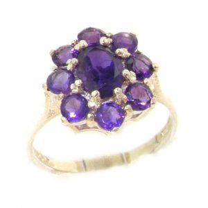 Luxury Ladies Solid Sterling Silver Natural AAA Grade Amethyst Cluster Ring