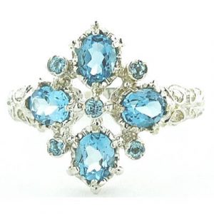 Sterling Silver Ladies 9 Stone Blue Topaz RingFree P&P
