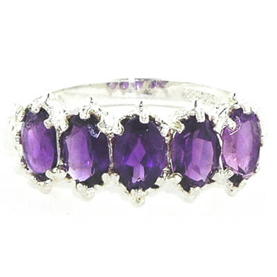 Sterling Silver Amethyst 5 Stone Ring