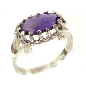 Quality Solid Sterling Silver Genuine 2.5ct Amethyst English Victorian Inspired Ring