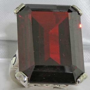 Sterling Silver Large Octagon Cut Synthetic Garnet Ring