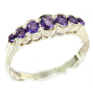 High Quality Solid 9ct White Gold Ladies Natural Amethyst Contemporary Style Eternity Band Ring