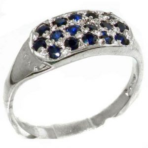Genuine Solid Sterling Silver Deep Blue Natural Sapphire Ring