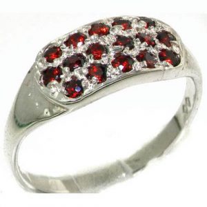 High Quality Solid Sterling Silver Vibrant Natural Garnet Ring