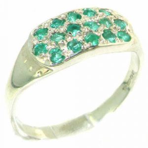 Genuine Solid Sterling Silver Vibrant Green Natural Emerald Ring
