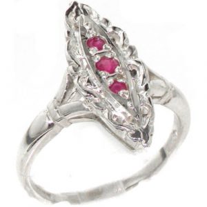Rare Vintage Design Solid Sterling Silver Natural Ruby Ring