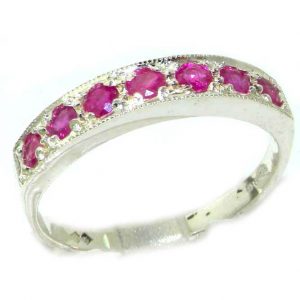 Solid K8K 14ct White Gold Ladies Natural Ruby Eternity Band Ring