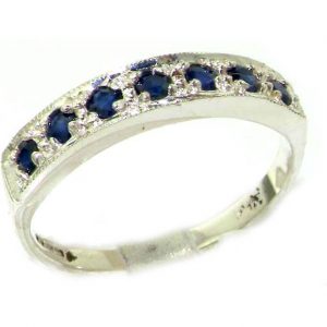 Solid English Sterling Silver Ladies Natural Sapphire Eternity Band Ring