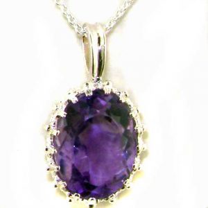 Luxury Ladies Solid White 9ct Gold Large 14x10mm Amethyst Vintage Pendant Necklace