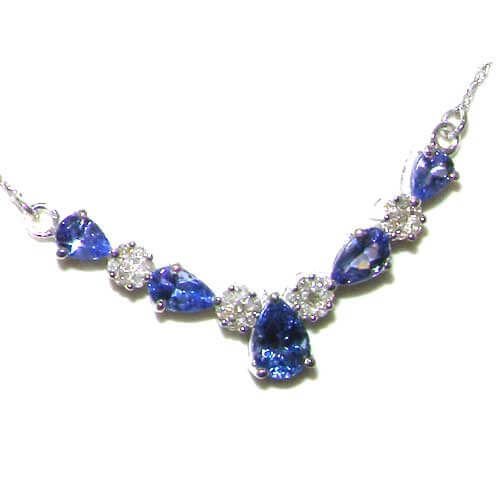 9ct White Gold Tanzanite & Diamond Lavaliere Necklace 9ct White Gold Tanzanite & Diamond Lavaliere Necklace