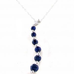 9ct White Gold Sapphire & Diamond Pendant & Chain Necklace STS/TP10015/11/27-9W