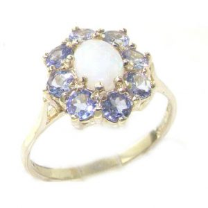 9ct White Gold Opal & Tanzanite Cluster Ring