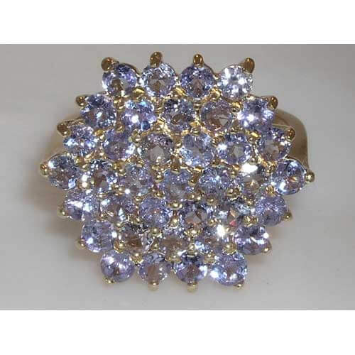 9ct Gold Ladies Large Tanzanite Cluster Ring