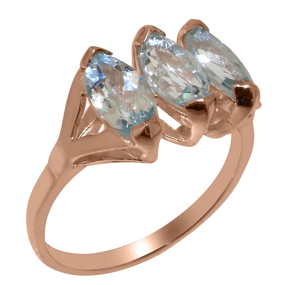 r117.82.jpg Rose Gold Natural Aquamarine Womens Trilogy Ring
