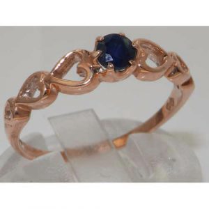 Rose Gold Natural Sapphire Womens Solitaire Ring