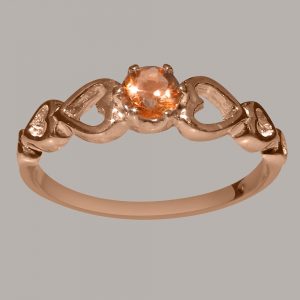 Rose Gold Natural Citrine Womens Solitaire Ring
