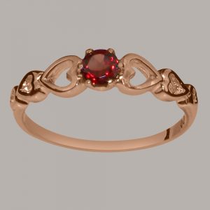 Rose Gold Natural Garnet Womens Solitaire Ring