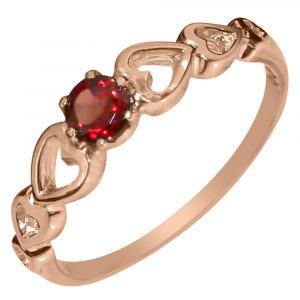 Rose Gold Natural Garnet Womens Solitaire Ring