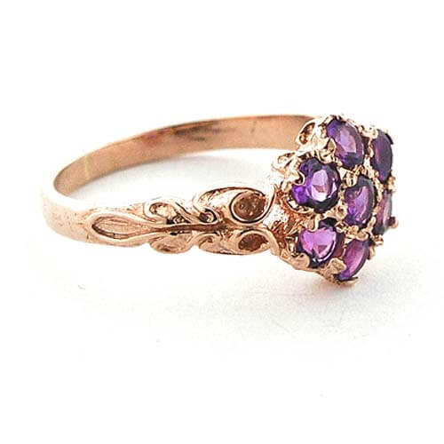 9ct Rose Gold Amethyst Daisy RingFree P&P