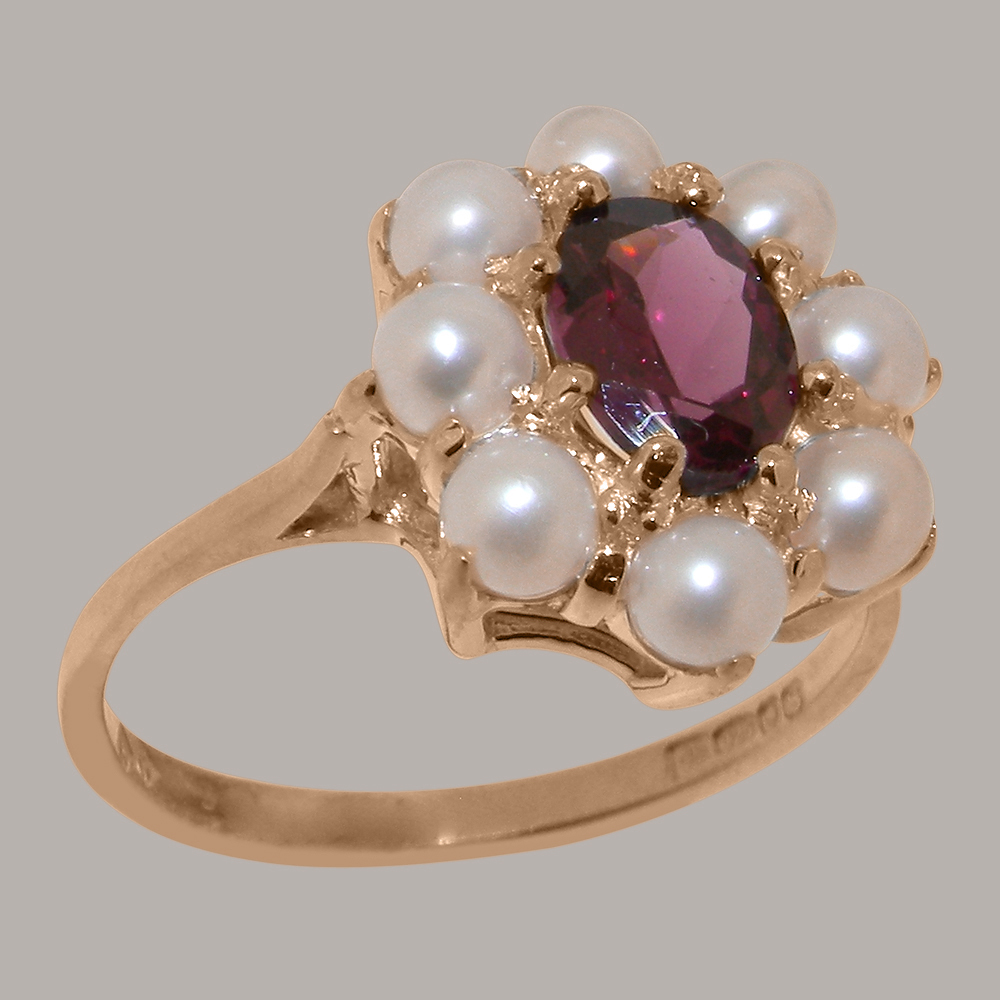 r2140.64.17_1.jpg Rose Gold Natural Garnet & Cultured Pearl Womens Cluster Ring