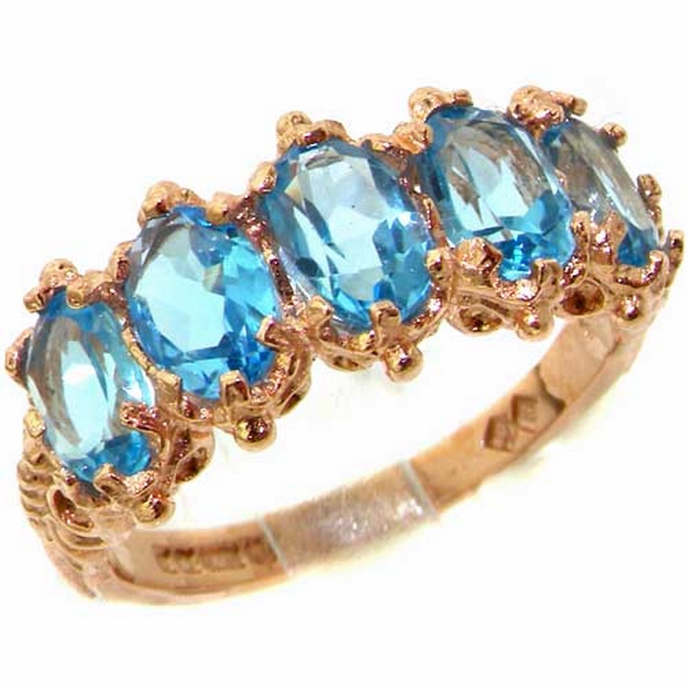 r2168.127.jpg Rose Gold Natural Blue Topaz Womens Eternity Ring