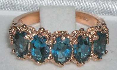 9ct Rose Gold Blue Topaz Ring