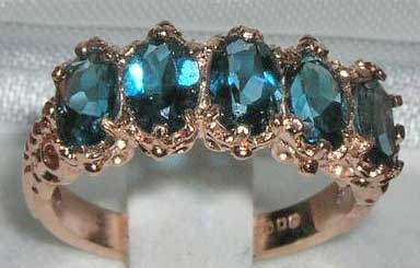 9ct Rose Gold Blue Topaz Ring