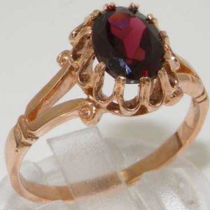 Solid Rose Gold Natural Garnet Womens Solitaire Ring