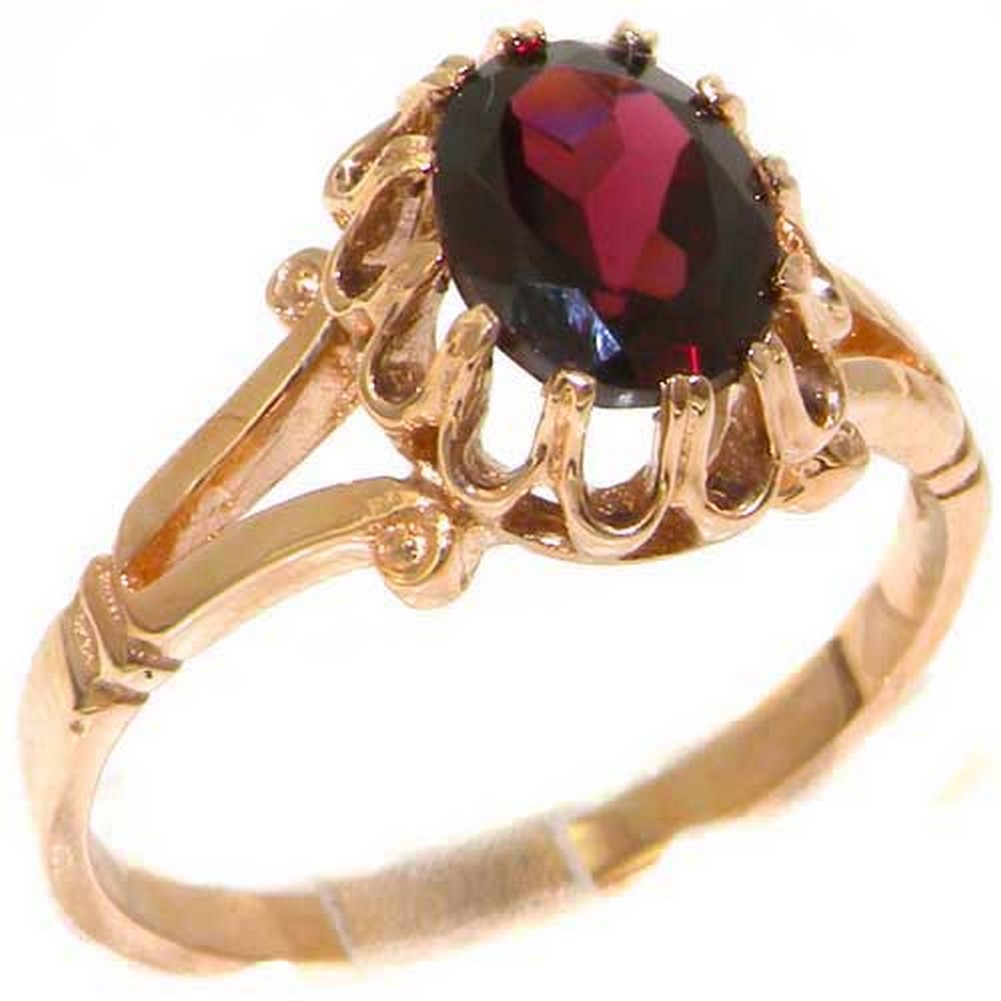 r2277.3.jpg Solid Rose Gold Natural Garnet Womens Solitaire Ring