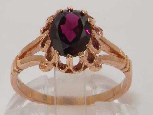 r2277.3_1.jpg Solid Rose Gold Natural Garnet Womens Solitaire Ring