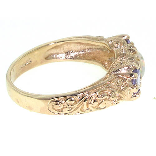 9ct Rose Gold Fiery Opal & Tanzanite Ring
