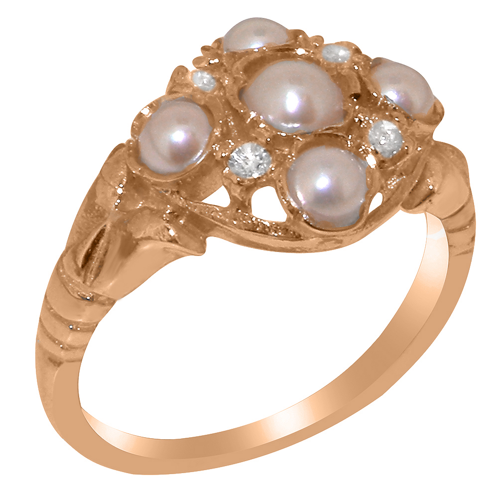 r2733.17.27.jpg Solid Rose Gold Cultured Pearl & Diamond Womens Cluster Ring