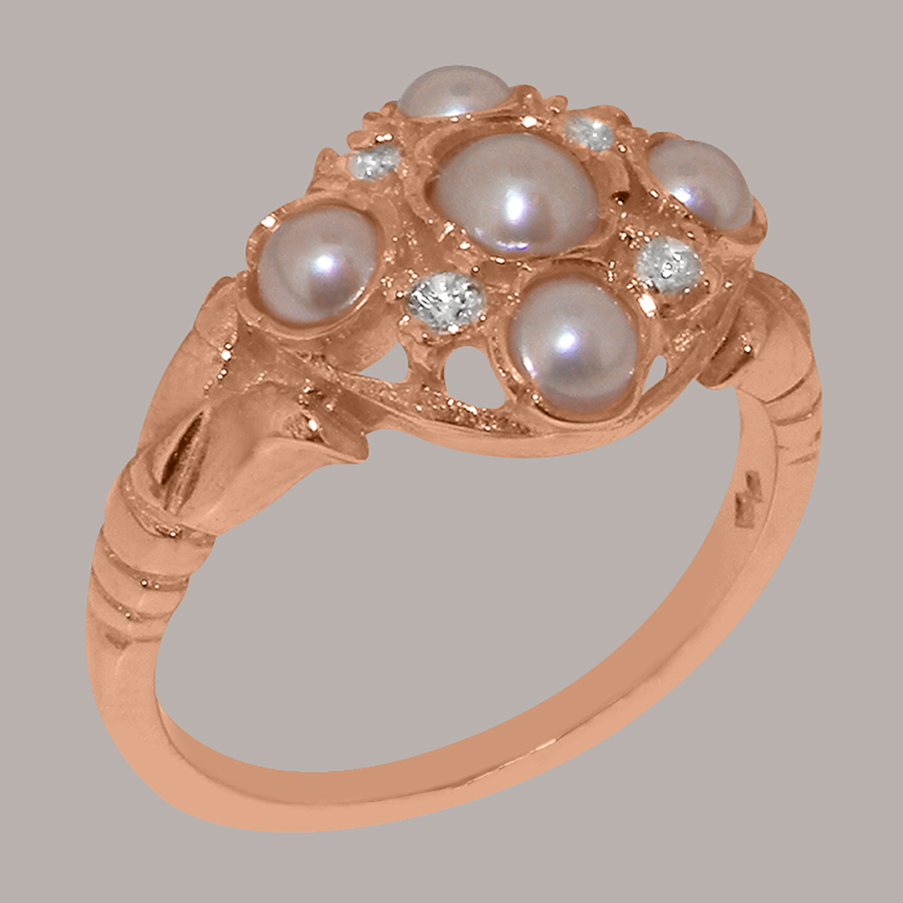 r2733.17.27_1.jpg Solid Rose Gold Cultured Pearl & Diamond Womens Cluster Ring