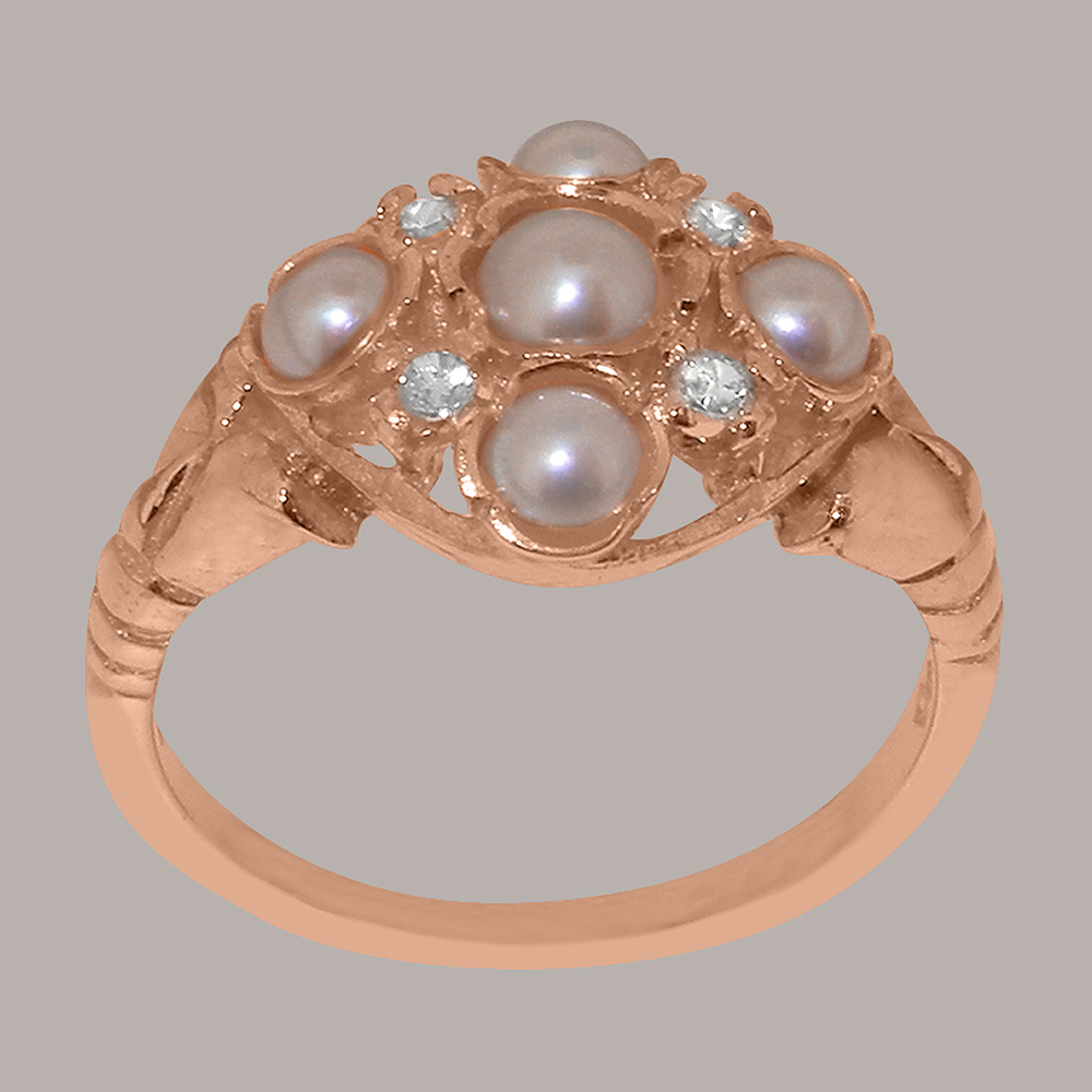r2733.17.27_2.jpg Solid Rose Gold Cultured Pearl & Diamond Womens Cluster Ring