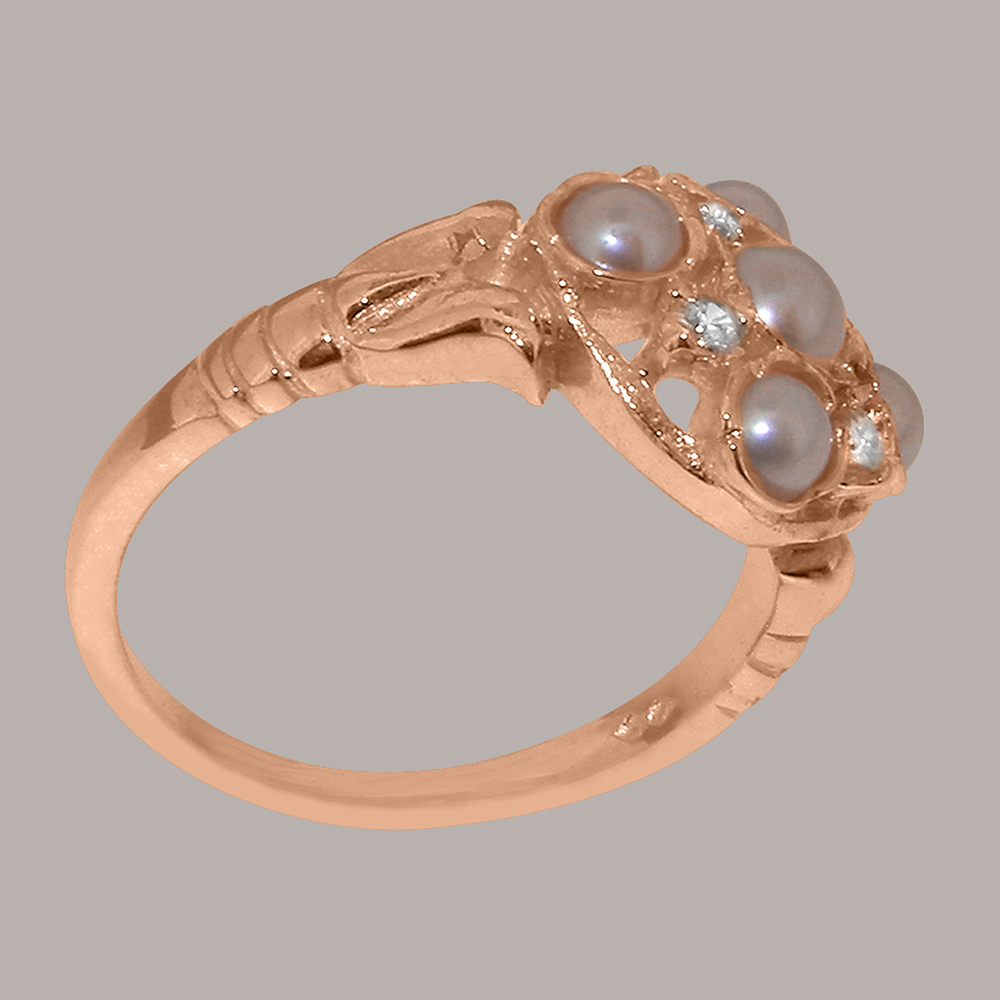 r2733.17.27_3.jpg Solid Rose Gold Cultured Pearl & Diamond Womens Cluster Ring
