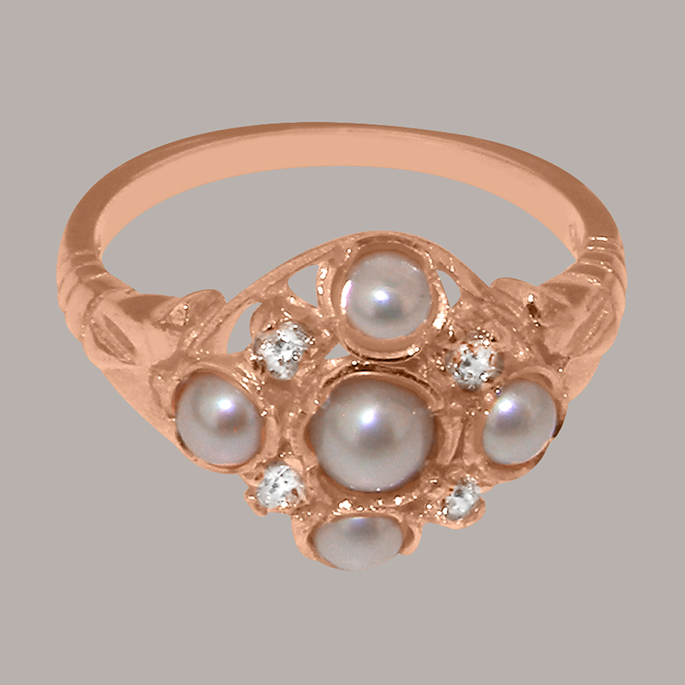 r2733.17.27_4.jpg Solid Rose Gold Cultured Pearl & Diamond Womens Cluster Ring