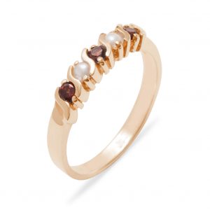 Rose Gold Natural Garnet & Cultured Pearl Womens Eternity Ring