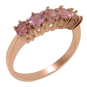 Rose Gold Natural Pink Tourmaline Womens Eternity Ring