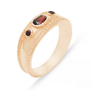Rose Gold Natural Garnet Womens Trilogy Ring