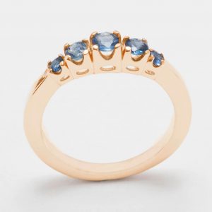 Solid Rose Gold Natural Sapphire Womens Band Ring