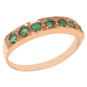 Rose Gold Natural Emerald Womens Eternity Ring