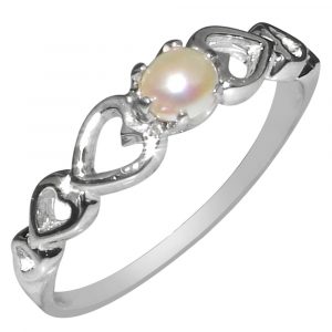 White Gold Cultured Pearl Womens Solitaire Ring