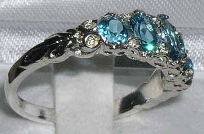 Sterling Silver Blue Topaz 5 Stone Ring