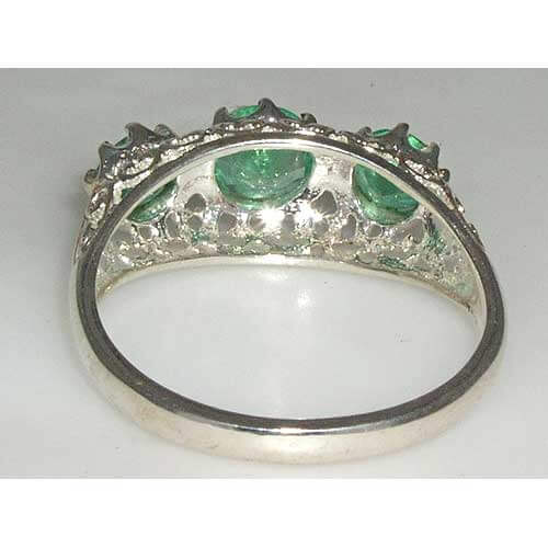 Sterling Silver Large Vibrant Emerald Ring